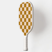 Brown and beige checkerboard pattern ピックルボールラケット (左)