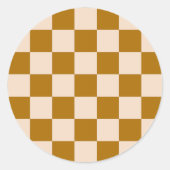 Brown and beige checkerboard pattern ラウンドシール (正面)