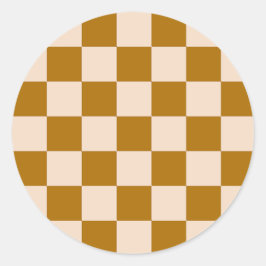 Brown and beige checkerboard pattern ラウンドシール