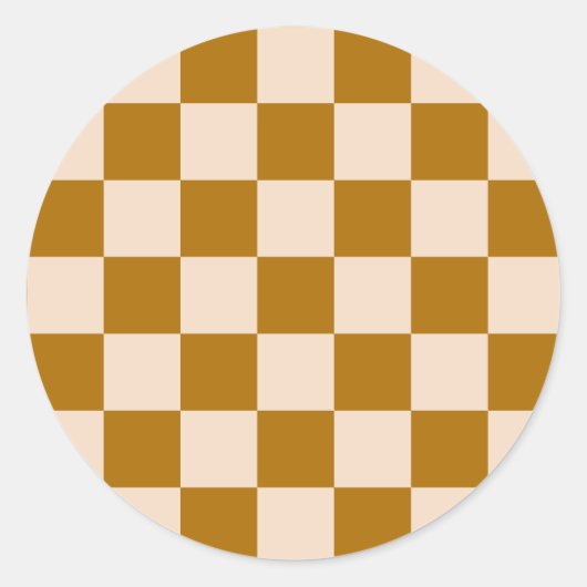 Brown and beige checkerboard pattern ラウンドシール (正面)