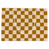 Brown and beige checkerboard pattern ラージペーパーバッグ (裏面)