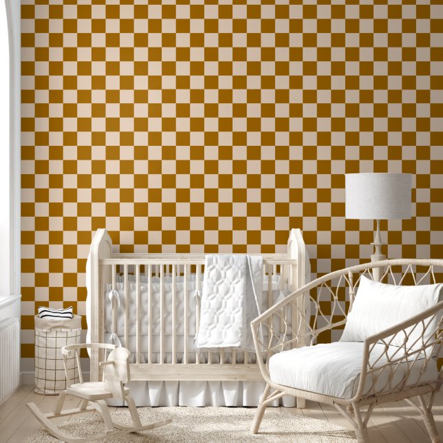 Brown and beige checkerboard pattern 壁紙 (キッズ)