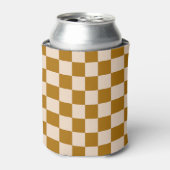 Brown and beige checkerboard pattern 缶クーラー (缶正面)