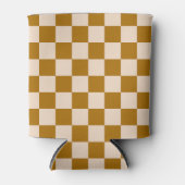 Brown and beige checkerboard pattern 缶クーラー (正面)