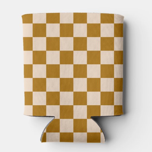 Brown and beige checkerboard pattern 缶クーラー (裏面)