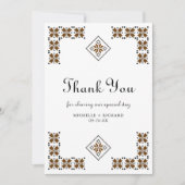 Brown and Black Ukrainian Embroidery Wedding サンキューカード (正面)