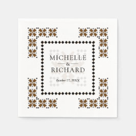 Brown and Black Ukrainian Embroidery Wedding スタンダードカクテルナプキン
