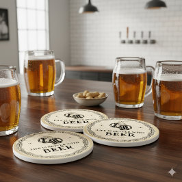 Brown and Black Vintage Beer Bar Business Coaster ストーンコースター