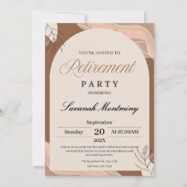 Brown and Cream Aesthetic Retirement Party Photo  招待状
