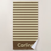 Brown and Cream Stripes ビーチタオル (正面)