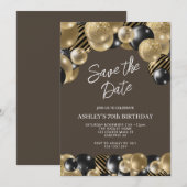 Brown and Gold 70th Birthday 招待状 (正面/裏面)