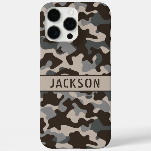 Brown and Gray Camouflage Personalized Case-Mate iPhoneケース (裏面)