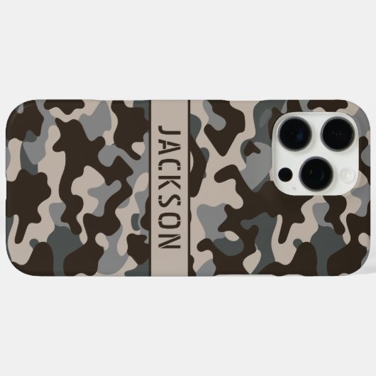 Brown and Gray Camouflage Personalized Case-Mate iPhoneケース (裏面 (横))