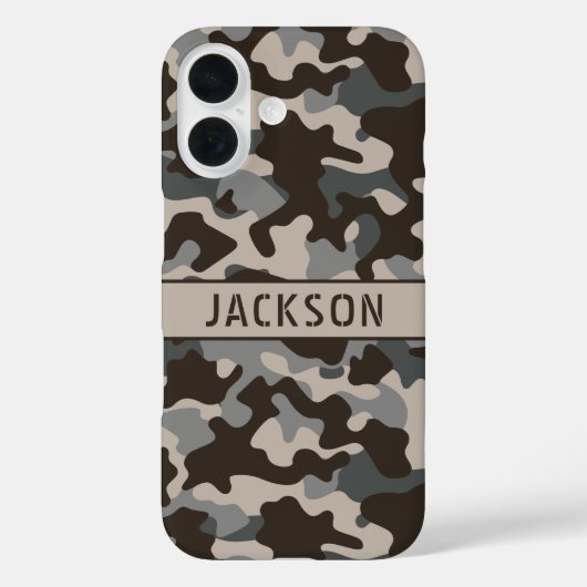 Brown and Gray Camouflage Personalized Case-Mate iPhoneケース (裏面)