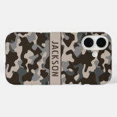 Brown and Gray Camouflage Personalized Case-Mate iPhoneケース (裏面 (横))