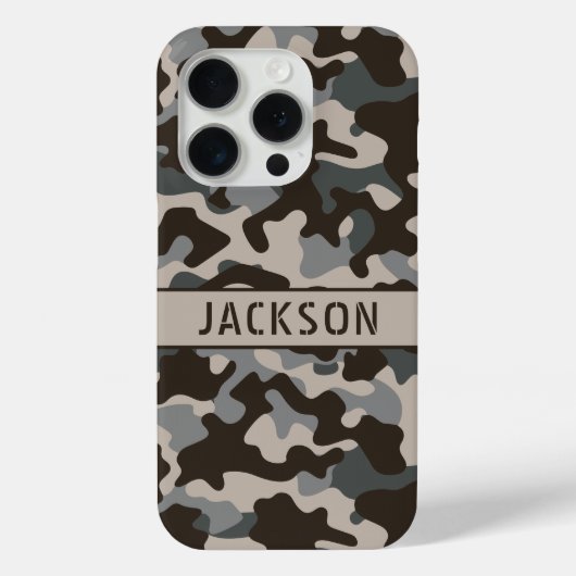 Brown and Gray Camouflage Personalized Case-Mate iPhoneケース (裏面)