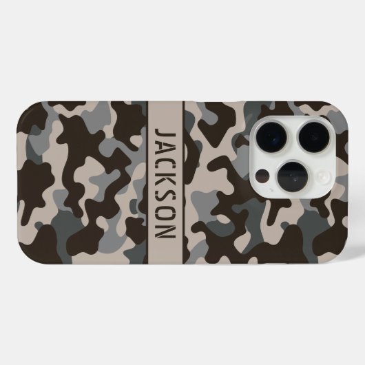 Brown and Gray Camouflage Personalized Case-Mate iPhoneケース (裏面 (横))