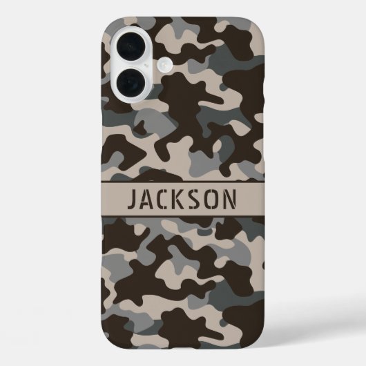 Brown and Gray Camouflage Personalized Case-Mate iPhoneケース (裏面)