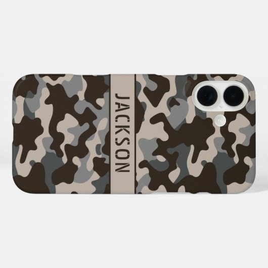 Brown and Gray Camouflage Personalized Case-Mate iPhoneケース (裏面 (横))