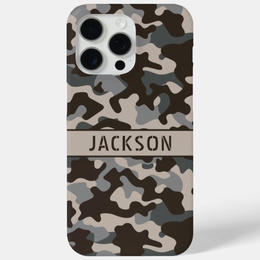 Brown and Gray Camouflage Personalized Case-Mate iPhoneケース (裏面)