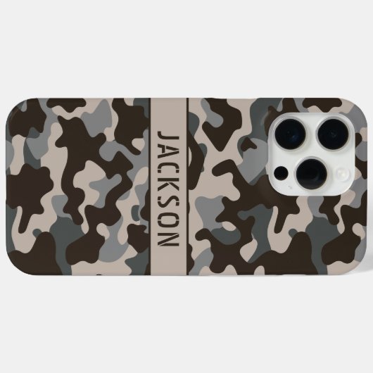 Brown and Gray Camouflage Personalized Case-Mate iPhoneケース (裏面 (横))