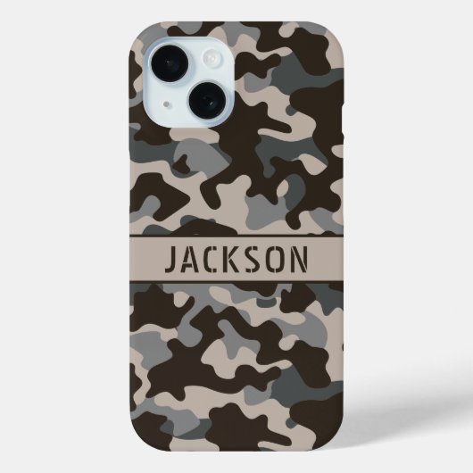 Brown and Gray Camouflage Personalized Case-Mate iPhoneケース (裏面)
