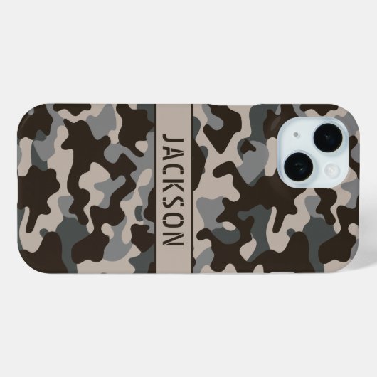 Brown and Gray Camouflage Personalized Case-Mate iPhoneケース (裏面 (横))