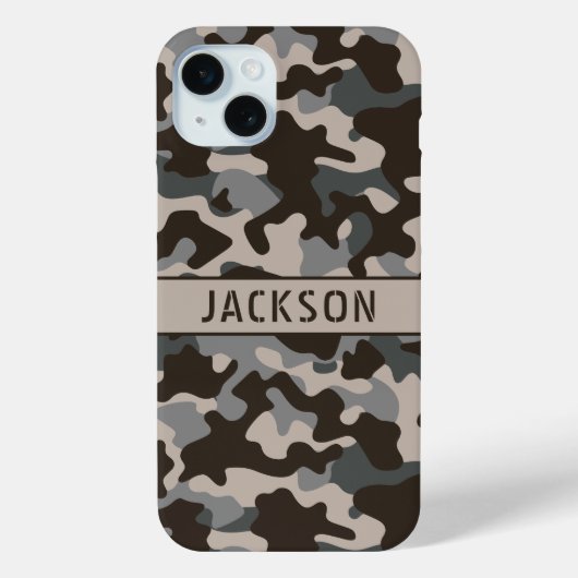 Brown and Gray Camouflage Personalized Case-Mate iPhoneケース (裏面)