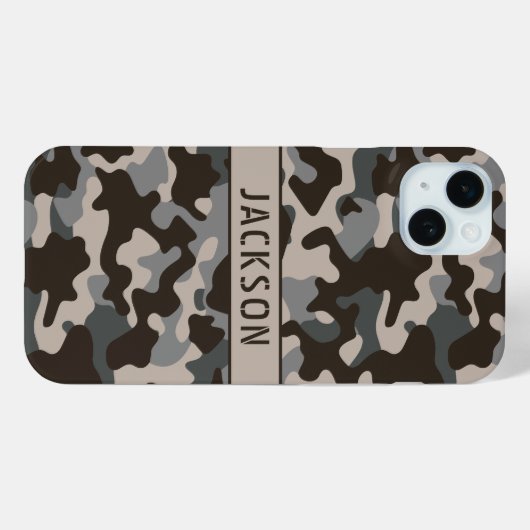 Brown and Gray Camouflage Personalized Case-Mate iPhoneケース (裏面 (横))