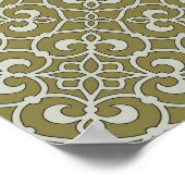 Brown and Green Moroccan Scroll Ornate Pattern ポスター (角)