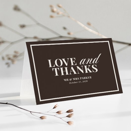 Brown and Ivory Neutral | Classic Luxe Wedding サンキューカード