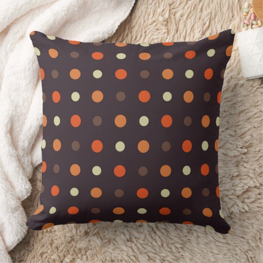 brown and orange fall polka dot クッション (ブランケット)