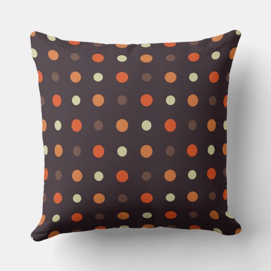 brown and orange fall polka dot クッション (裏面)