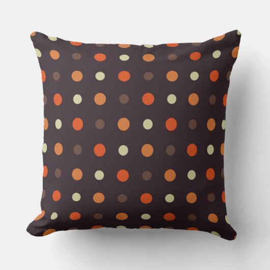 brown and orange fall polka dot クッション (正面)