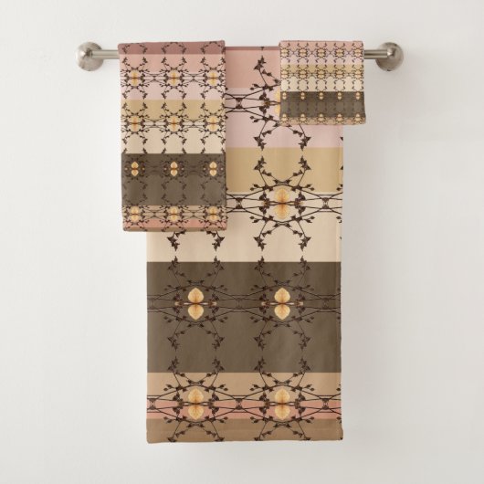 Brown And Peach Stripe バスタオルセット (インサイチュ)