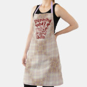 Brown and Purple Plaid Running on Cheer Christmas エプロン (インサイチュ)