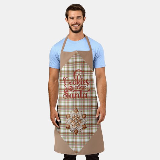 Brown and Red Plaid Cookies for Santa エプロン (着用した状態)