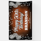 Brown and Silver Happy Birthday Banner 横断幕 (縦)