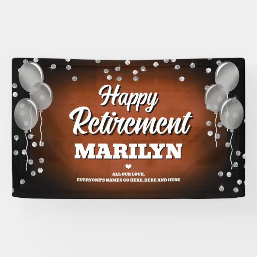 Brown and Silver Happy Retirement 横断幕 (横)