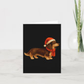 Brown And Tan Christmas Dachshund Santa Hat  カード (正面)