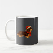 Brown And Tan Christmas Dachshund Santa Hat  コーヒーマグカップ (左)