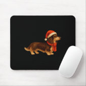 Brown And Tan Christmas Dachshund Santa Hat マウスパッド (マウス)