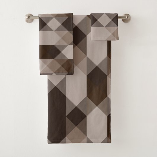 brown and tan geometric バスタオルセット (インサイチュ)