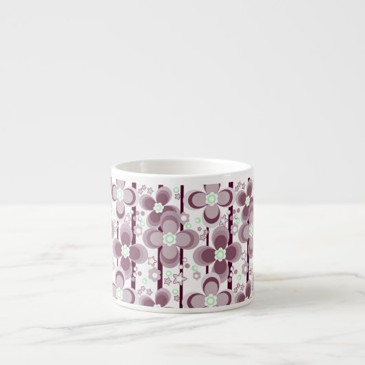 brown and white floral pattern エスプレッソカップ (正面)