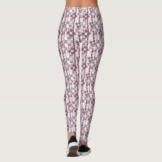 brown and white floral pattern レギンス (裏面)