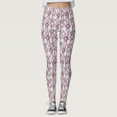 brown and white floral pattern レギンス (正面)