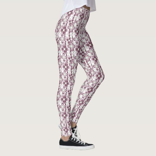 brown and white floral pattern レギンス (右)