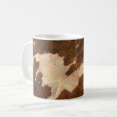 Brown and white floral textile コーヒーマグカップ (正面左)