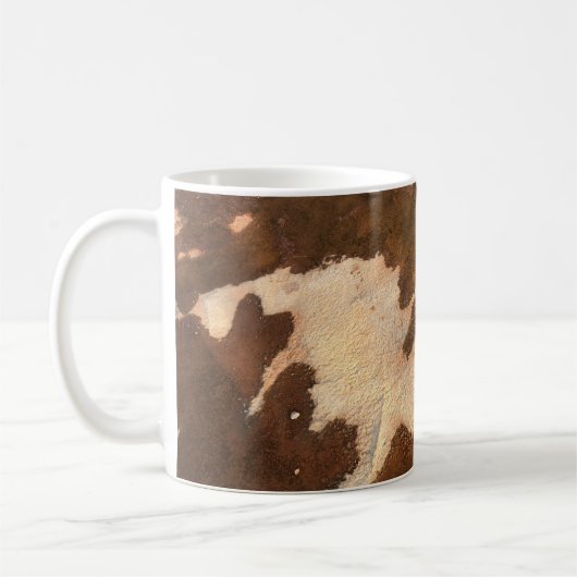 Brown and white floral textile コーヒーマグカップ (左)