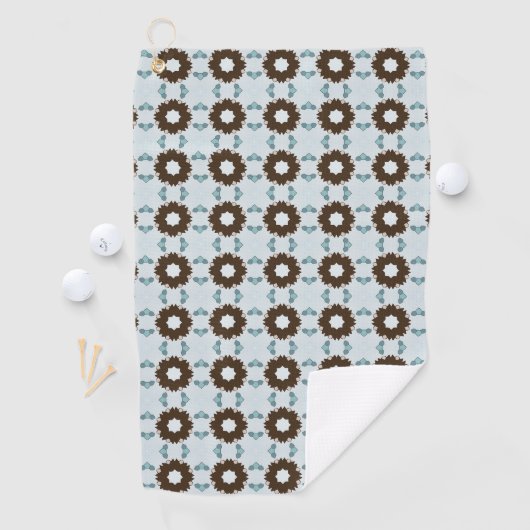 Brown and white flowers geometric patterned  ゴルフタオル (インサイチュ)